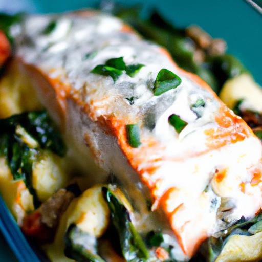 Delicious Baked Stuffed Salmon with Spinach & Feta Delight